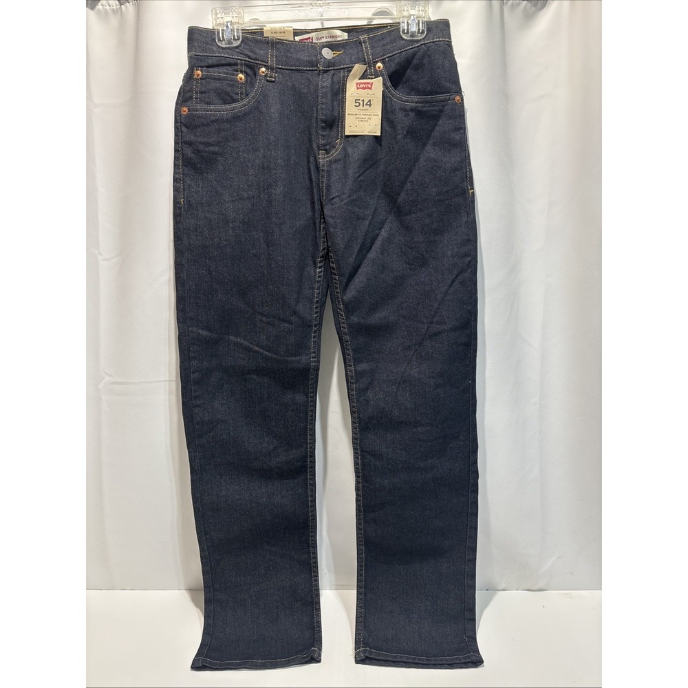 Levi's 514 Straight Leg Stretch Boys Dark Denim Jeans Sz. 16 Reg 28x28 NWT